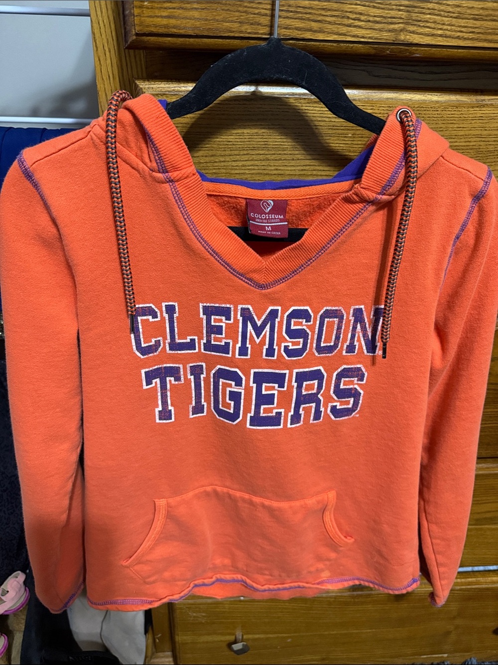 Colosseum Orange Clemson Tigers Crewneck Sweater with Purple Trim